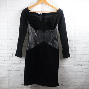 MICHAEL HOBAN CORSET STYLE VINTAGE SUEDE LEATHER OFF THE SHOULDER DRESS